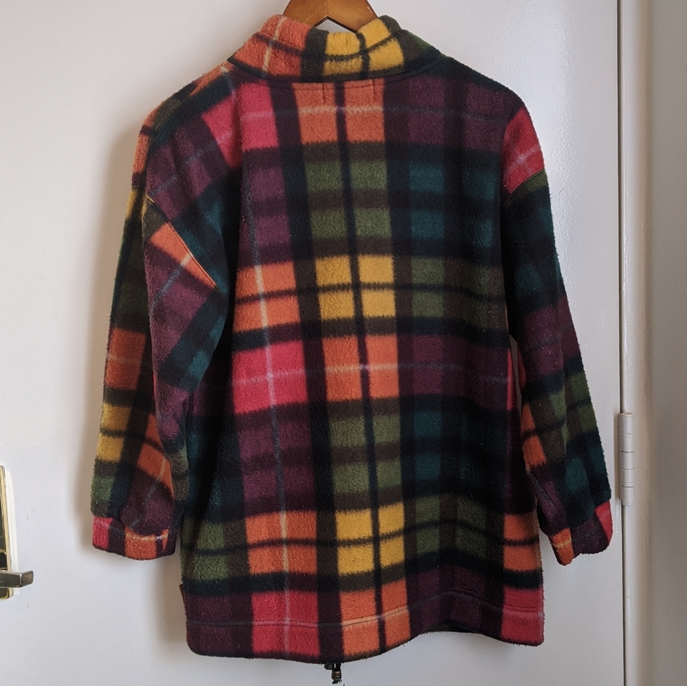 Vintage 90s Limited Multicolor Plaid Longsleeve Half-Zip Fleece Pullover - Picture 12 of 16